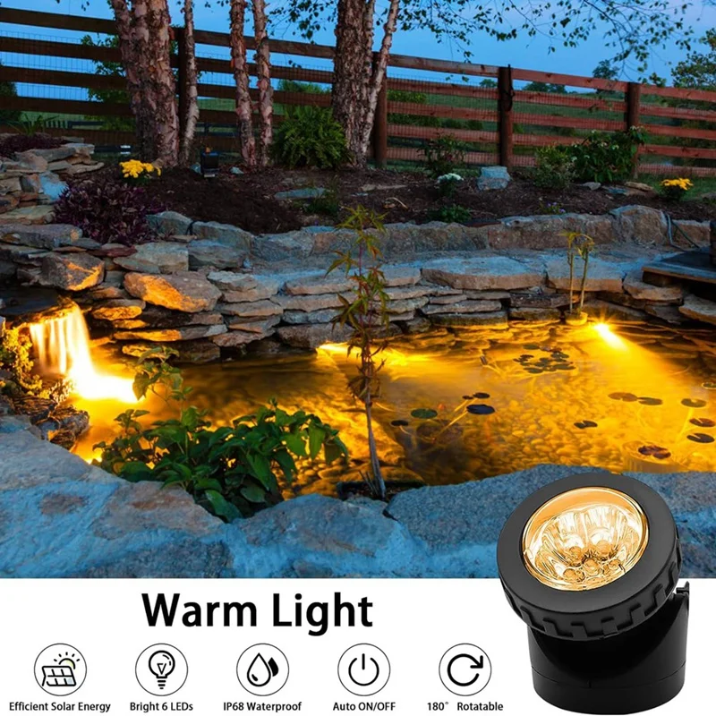 Solar Pond Spotlights LED Underwater Lights With Dual Head Waterproof Submarine Landscape Spotlight Lighting