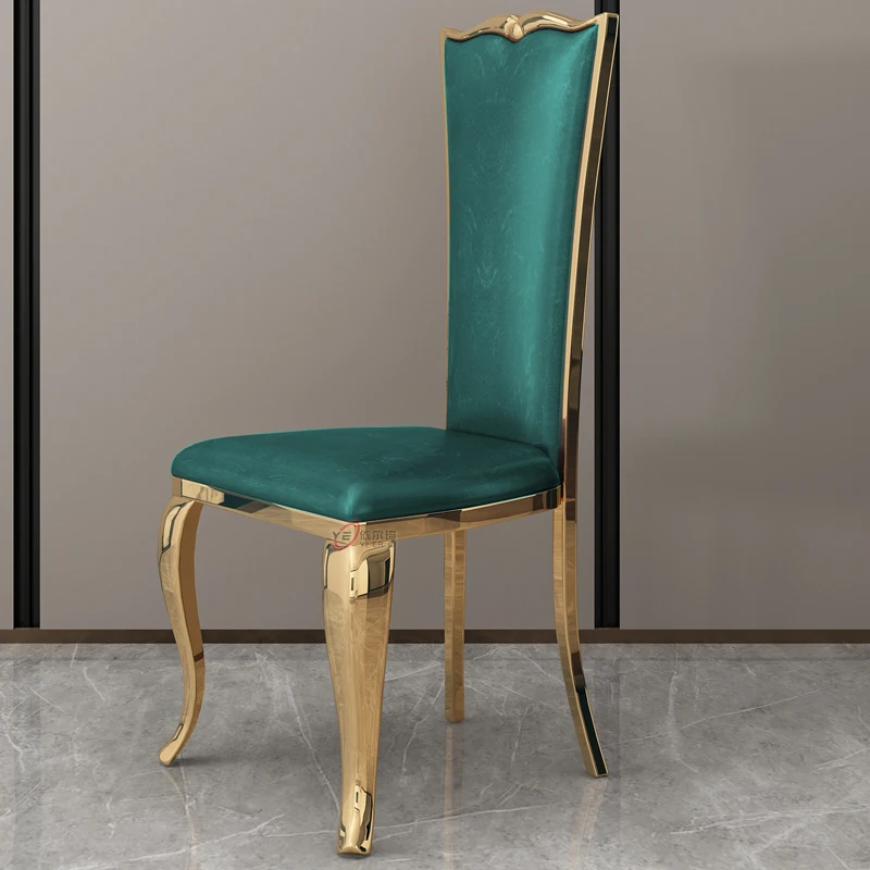 

Light Luxury Stainless Steel Post-Modern Simple Leather Chair Hotel Household Eating Chair Creative Villa Luxury Dining Chair
