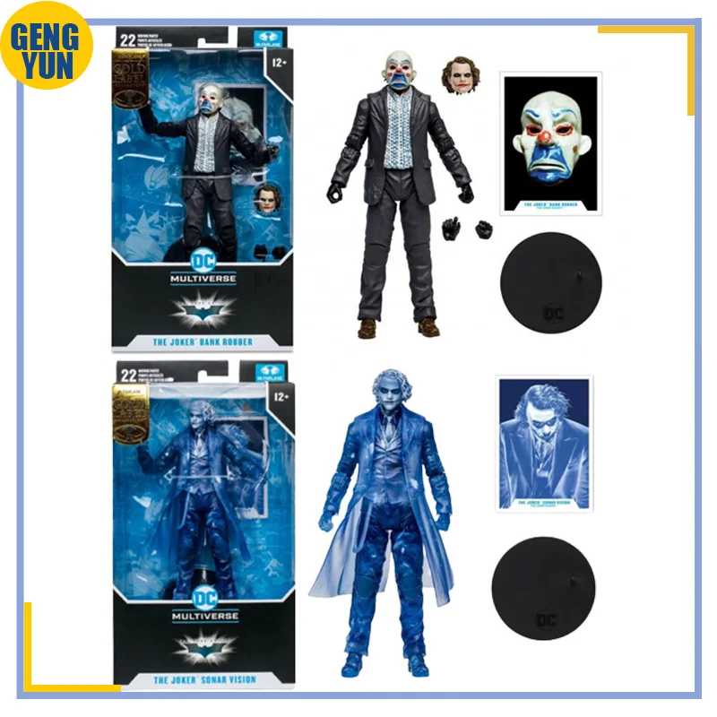 

7 Inch Original Mcfarlane Toys Dc Multiverse The Joker Bank Robber Sonar Vision Windbreaker Bain Action Figure Collection Toys