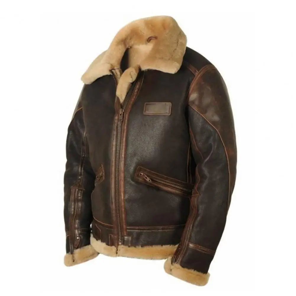 

Men Coat Plush Zipper Closure Long Sleeve Autumn Coldproof Jacket Outwear
