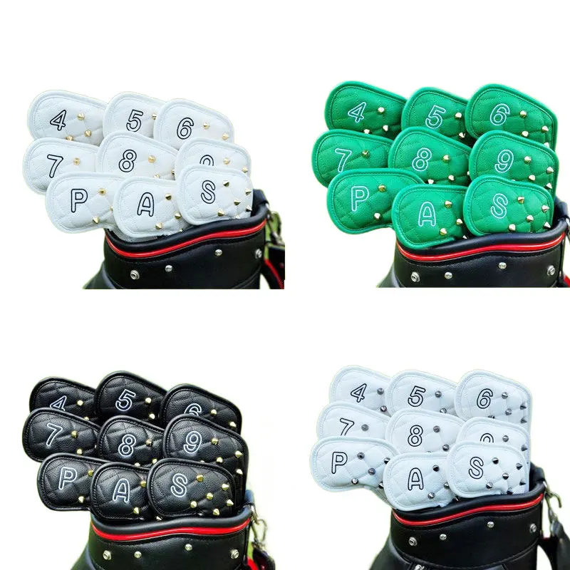 

Golf Irons Headcover Fashionable High Quality PU Clubs Head Protector White Colors 9 Pcs One Set