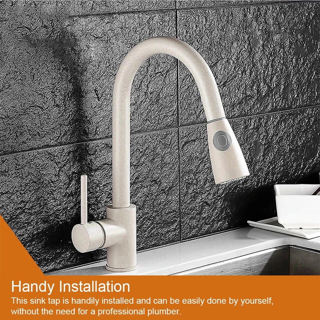 

Sink Tap Stainless Steel Kitchen Faucet Cold Hot Simple Style Inlet Pipe