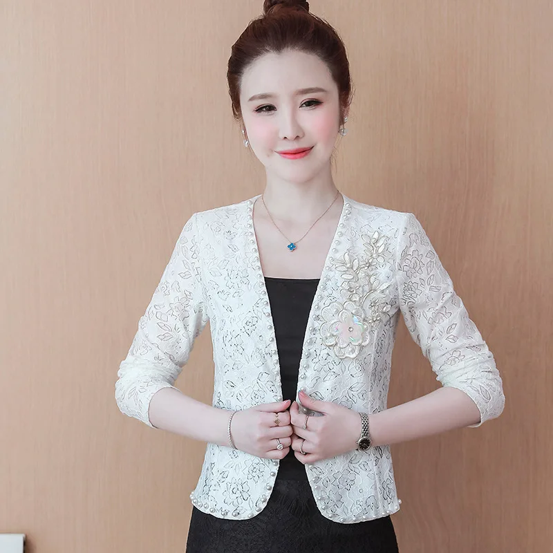 

Outside the female summer thin 2023 new short shawl jacket thin with skirt lace cardigan cheongsam over the vest