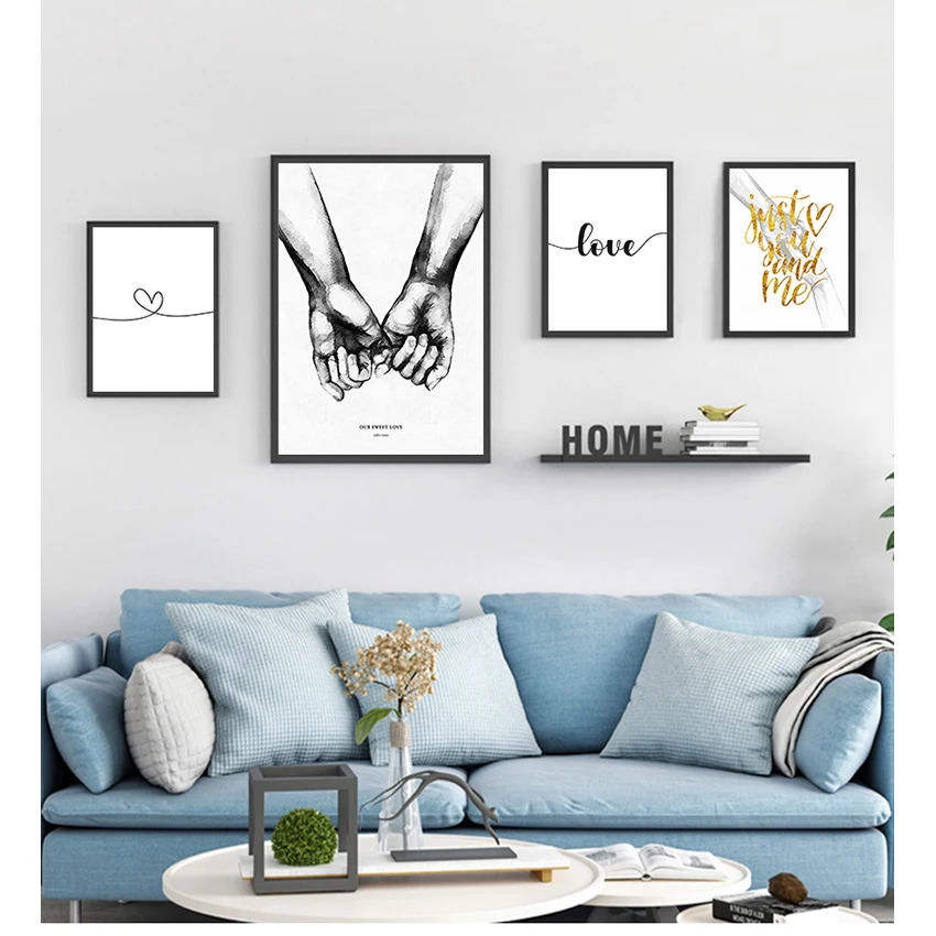 

Nordic Back White Style Sweet Love Wall Art Canvas Poster Minimalist Print LOVE Quotes Painting Picture for Living Room Decor