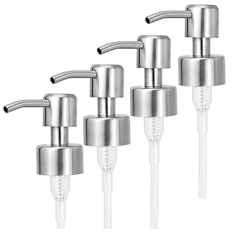 

New 4Pcs Soap Dispenser Pump Replacement Stainless Steel Lotion Dispenser Pump For Regular 28/400 Neck Bottles For Bathroom