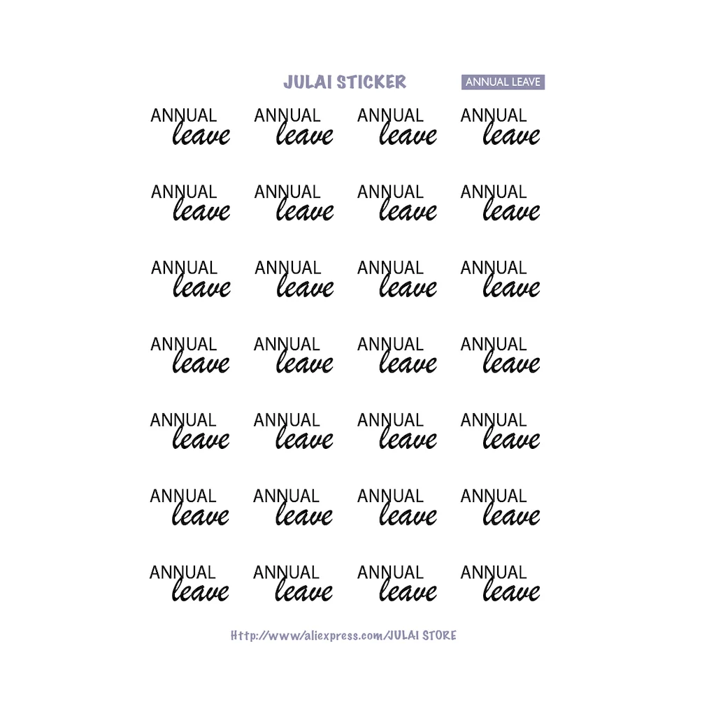

Text Annual Leave Planner Stickers