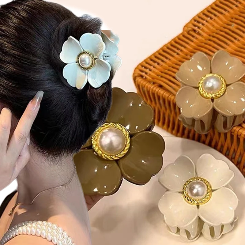 

Fashion Women Flower Hair Claw Clips Korea Hair Clips Hairpins Crab Barrettes Ponytail Holder Headwear Hair Accessories