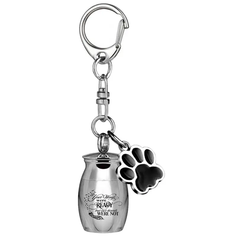 

Urn Keychain Stainless Pet Memorial Ashes Holder Dog Cat Ashes Keepsake Box Pet Cremation Jewelry Pend Paw Print Memorial Urn