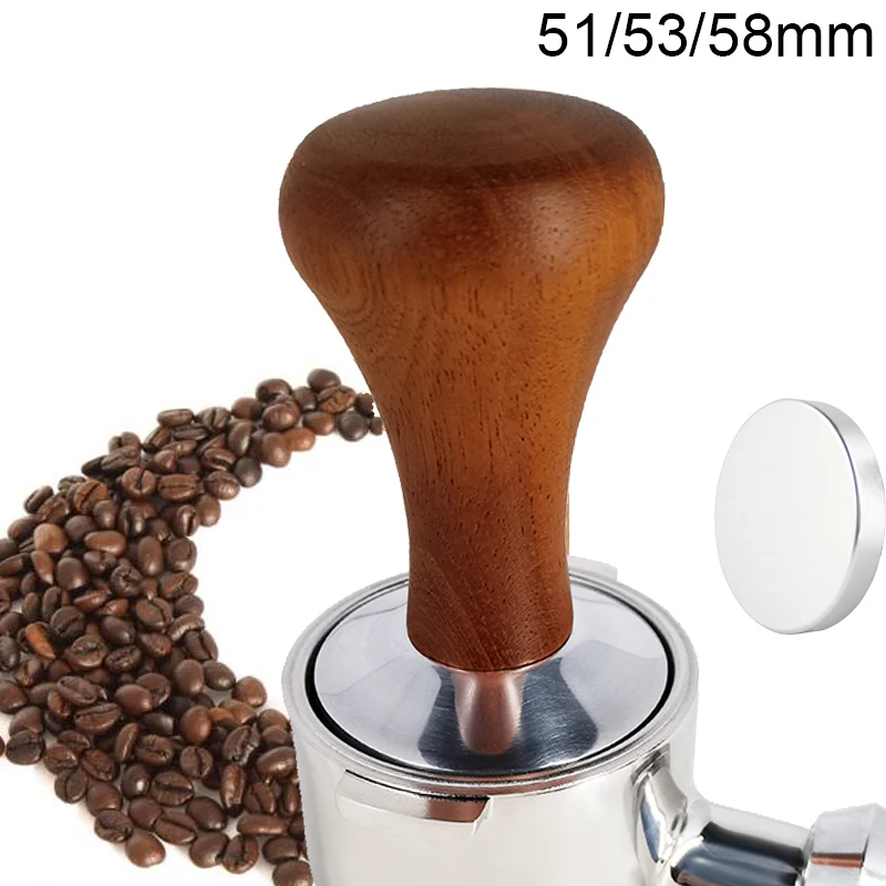 

Coffee Tamper 51mm/53mm/58mm Powder Hammer Wooden Handle Tampers Flat Mat Coffeeware Accessories