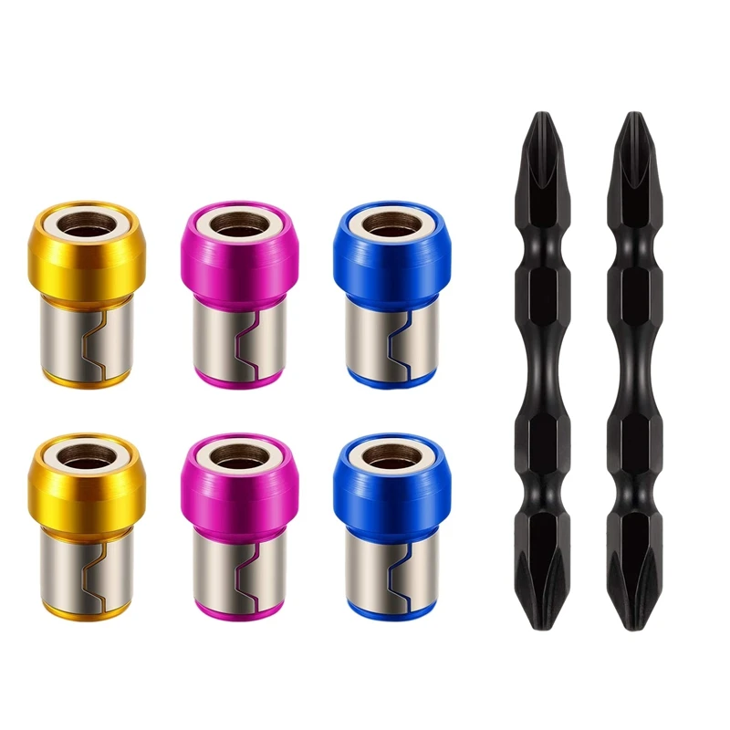 

Магнитное кольцо и бита для отвертки, металлическое магнитное кольцо для отвертки 1/4 дюйма/6,35 мм, шестигранная отвертка