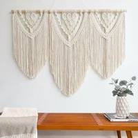 large macrame wall hanging tapestry with wooden stick hand woven bohemia tassel curtain tapestry wedding backgrou boho decor