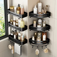 toiletries shelf wall mounted storage rack shower shampoo holder with hooks toilet paper holder organizer bathroom accessories