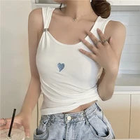 yingdingst women t shirt sexy sleeveless camisole embroidery ladies tank top elastic rib knit streetwear solid camisole tops