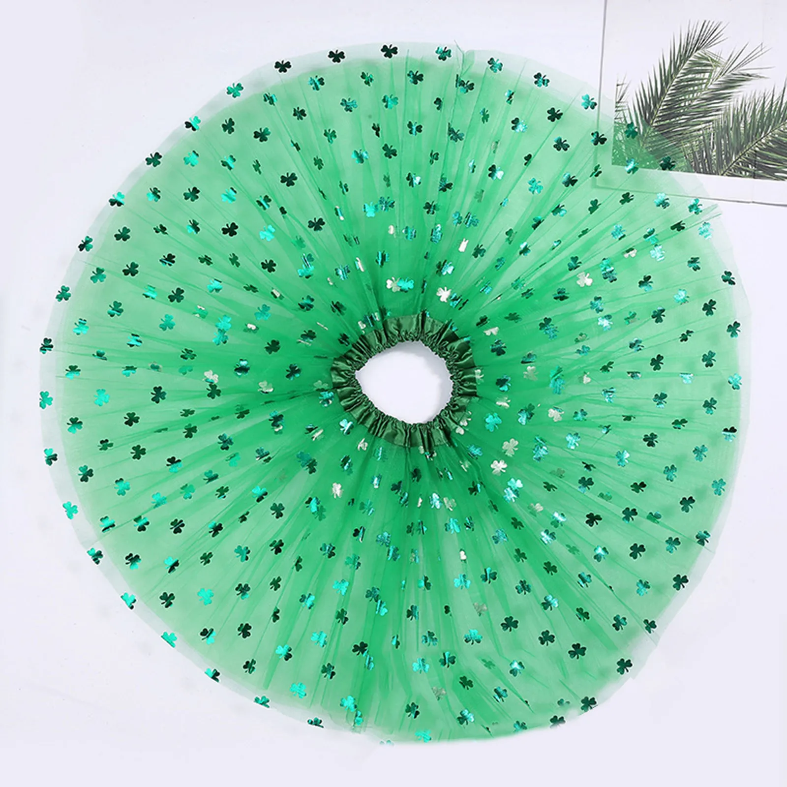 Женская юбка-пачка средней длины зеленая юбка со светодиодами