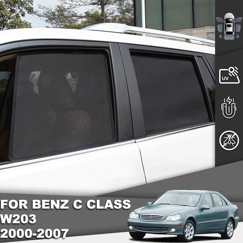 

For Mercedes Benz C Class W203 2000-2007 Magnet Car Sunshade Front Windshield Mesh Curtain Rear Side Window Sun Shade C180 C200