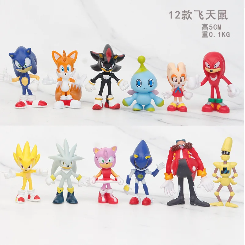 Фото 12 шт. 4-6 см Sonic Shadow Tails, экшн-фигурки, игрушки, ежик, кукла-эгман, мультяшная фигурка, коллекция кукол, детские аниме-игрушки, подарок №1