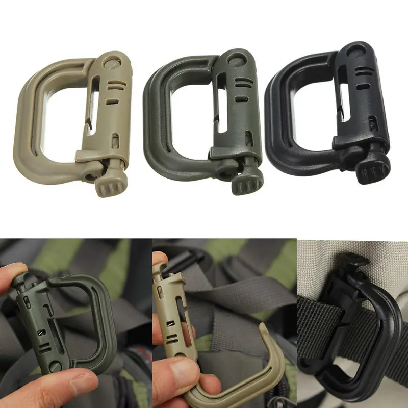 

1 PCS Shackle Carabiner D-ring Clip Molle Webbing Backpack Buckle Snap Lock Grimlock Camp Hike Mountain Climb Outdoor
