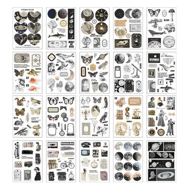 

Mr.paper, 4 стиля, 20 шт./компл., ретро-наклейка с растениями, книга, креативный INS стиль, материал для ручного счета, бумажные декоративные наклейки