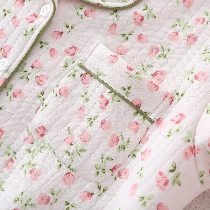 

Pyjamas Set Long Pajama Nightie Clothes Nightwear Air Sleeve Sleepwear Wear Autumn Two-piece Cotton Home