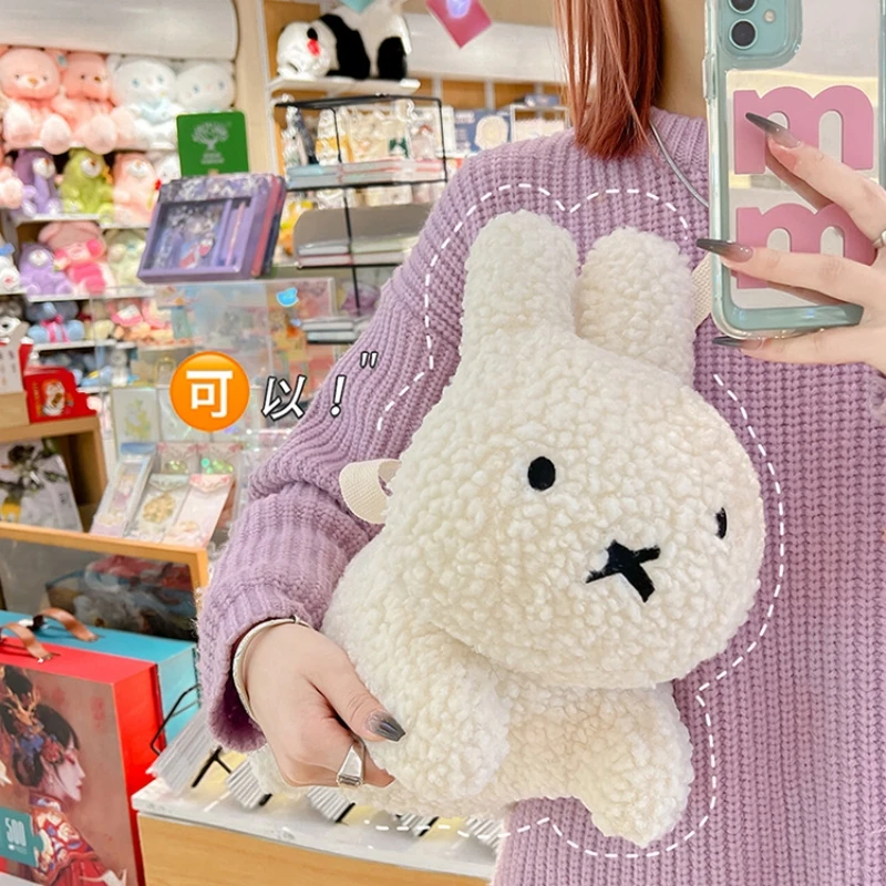 

Miffy Cute Plush Doll Backpack Kawaii Fluffy Soft Stuffed Prone Posture Toy Inclined Shoulder Bag Adorkable Kid Christmas Gifts