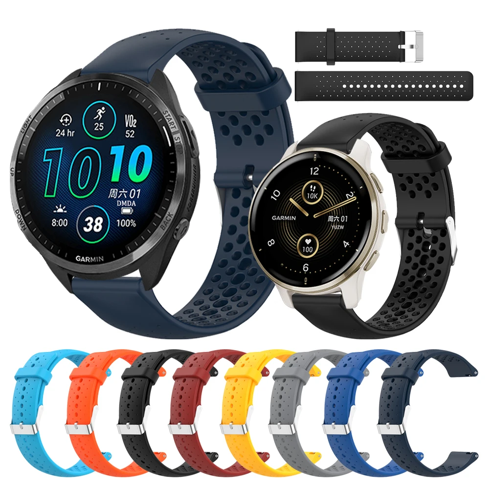 Silicone 20 22mm Bracelet Band For Garmin Forerunner 265 255 245 645 Misic Strap Venu 3 2 Plus Sq/Vivoactive 5 4 Sport Watchband