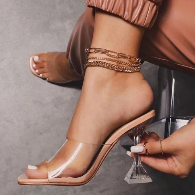 

Летние женские туфли-лодочки 9 см, привлекательные блестящие сандалии из ПВХ с открытым носком, прозрачные Шлепанцы из перспекса, повседневная обувь, прозрачные сандалии на каблуке