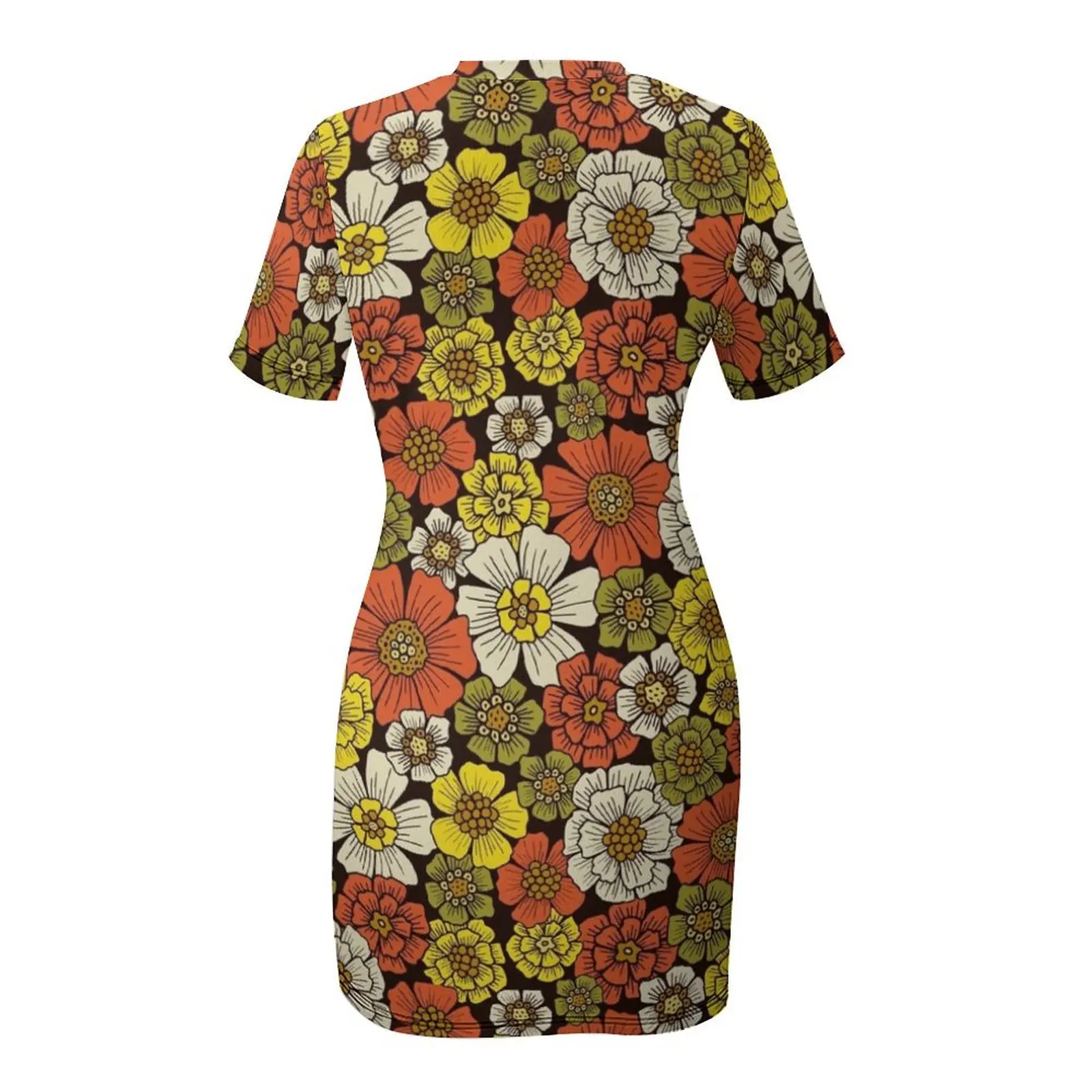 Ретро 1960-х 1970-х годов с цветочным узором и короткими рукавами Вечерние платья