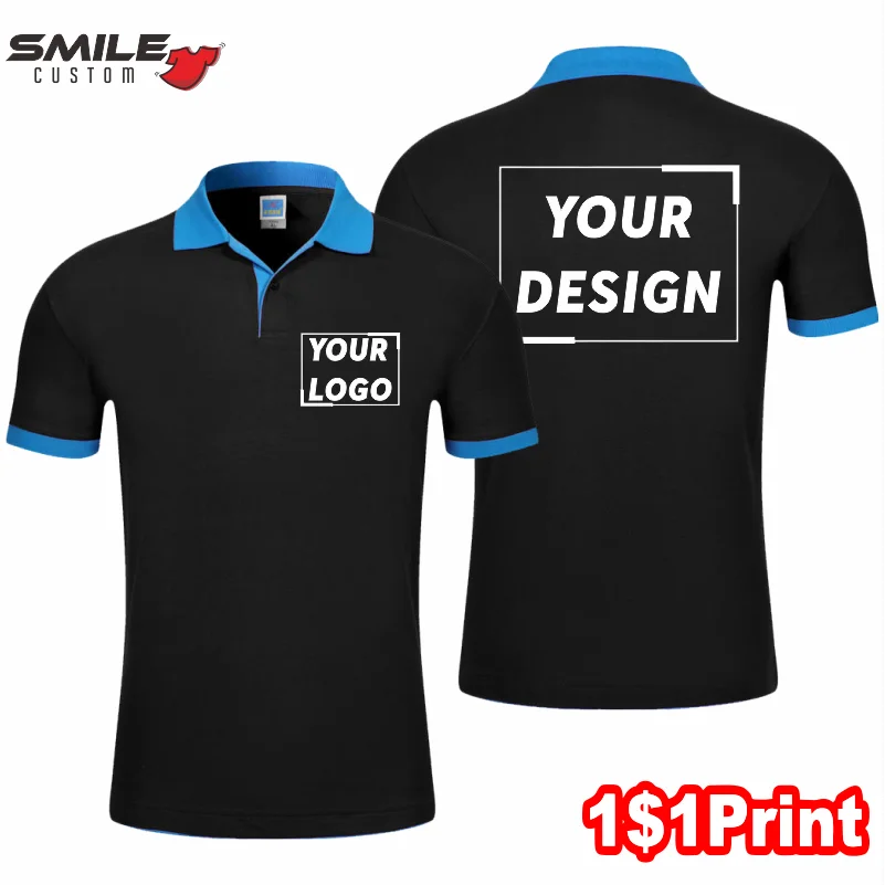 Summer Company Personal Business Short Sleeve Polo Design Printing Logo Casual Men And Women Lapel Shirt Custom Embroidery Brand