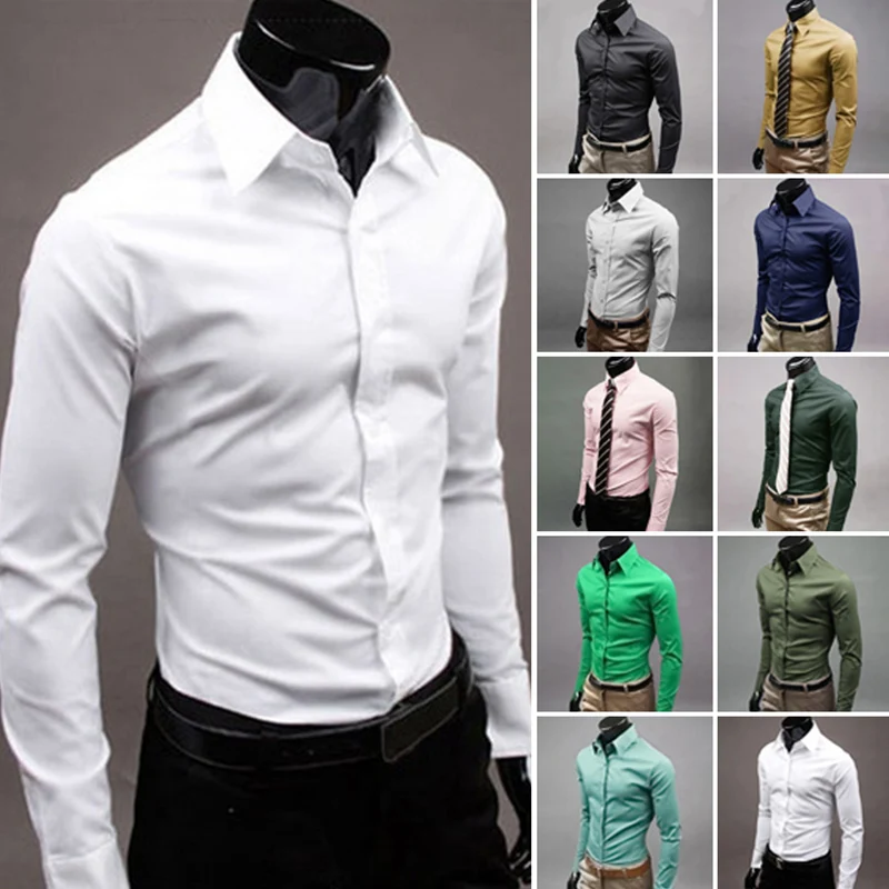 

17 Color British Style Long Sleeve Shirt Men Clothing Trendy Spring Business Formal Wear Chemise Homme Slim Fit Camisa Masculina