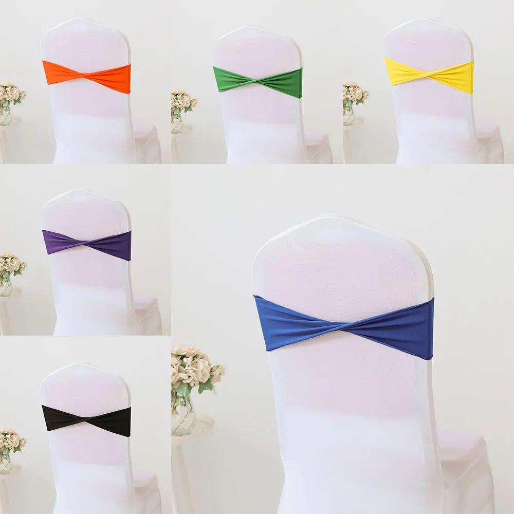 

10/50/100pcs Elastic Chair Sashes Wedding Knot Decoration Back Cover Mariage Hotel Home Seat Elegant Ribbon Stretch Chair Bow