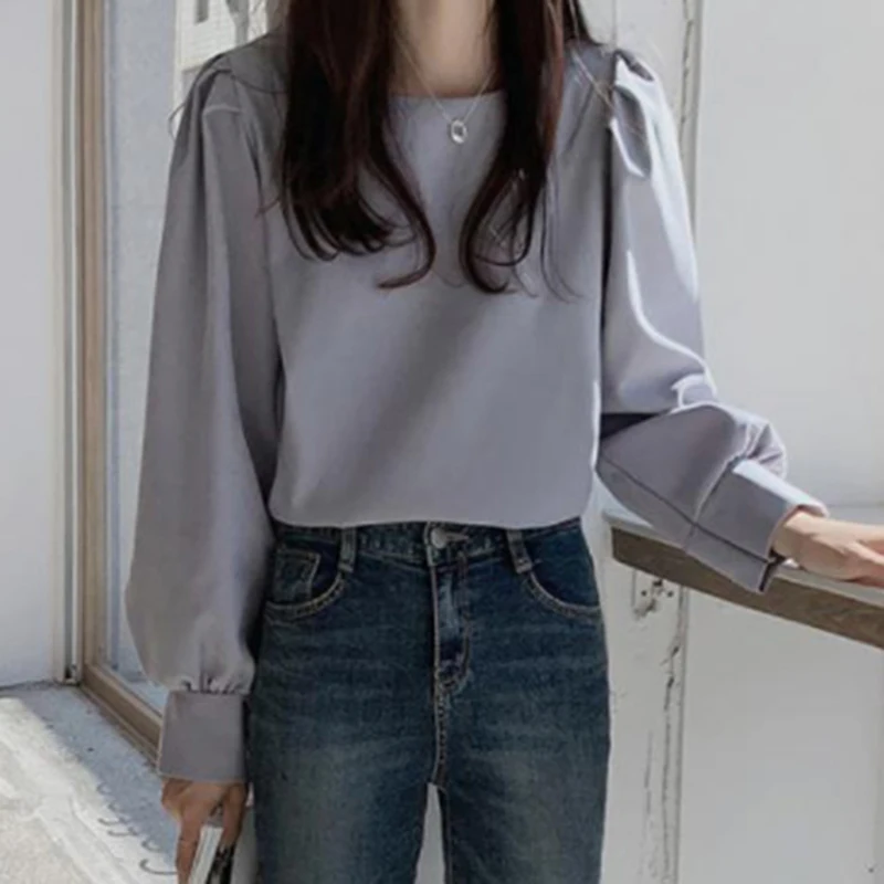 

Basic Acrylic T Shirt Women Summer New Oversized Solid Tees Long Sleeve Casual Loose Tshirt Korean O Neck Female Tops 2022