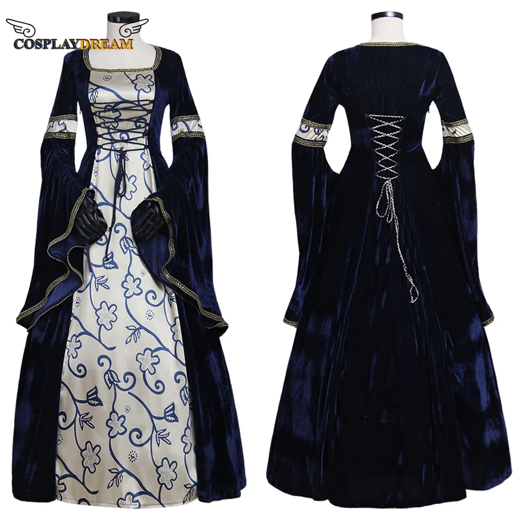 

Платье принцессы женское в викторианском стиле, благородный Готический сарафан принцессы с рукавом-колокольчиком, для косплея в средневековом ретро стиле, на Хэллоуин