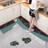 kitchen mat modern rectangular marble carpet for living room anti slip wear resistant long doormat waterproof pvc leather rug