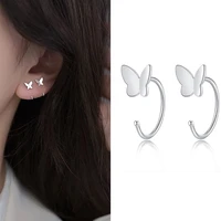 butterfly geometric asymmetric stud earrings for women small open huggies hoops ear piercing earring jewelry girls