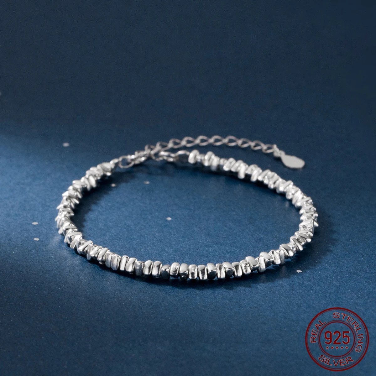 

Женский браслет из серебра 2024 пробы с геометрическим рисунком, 15,5 + 5 см