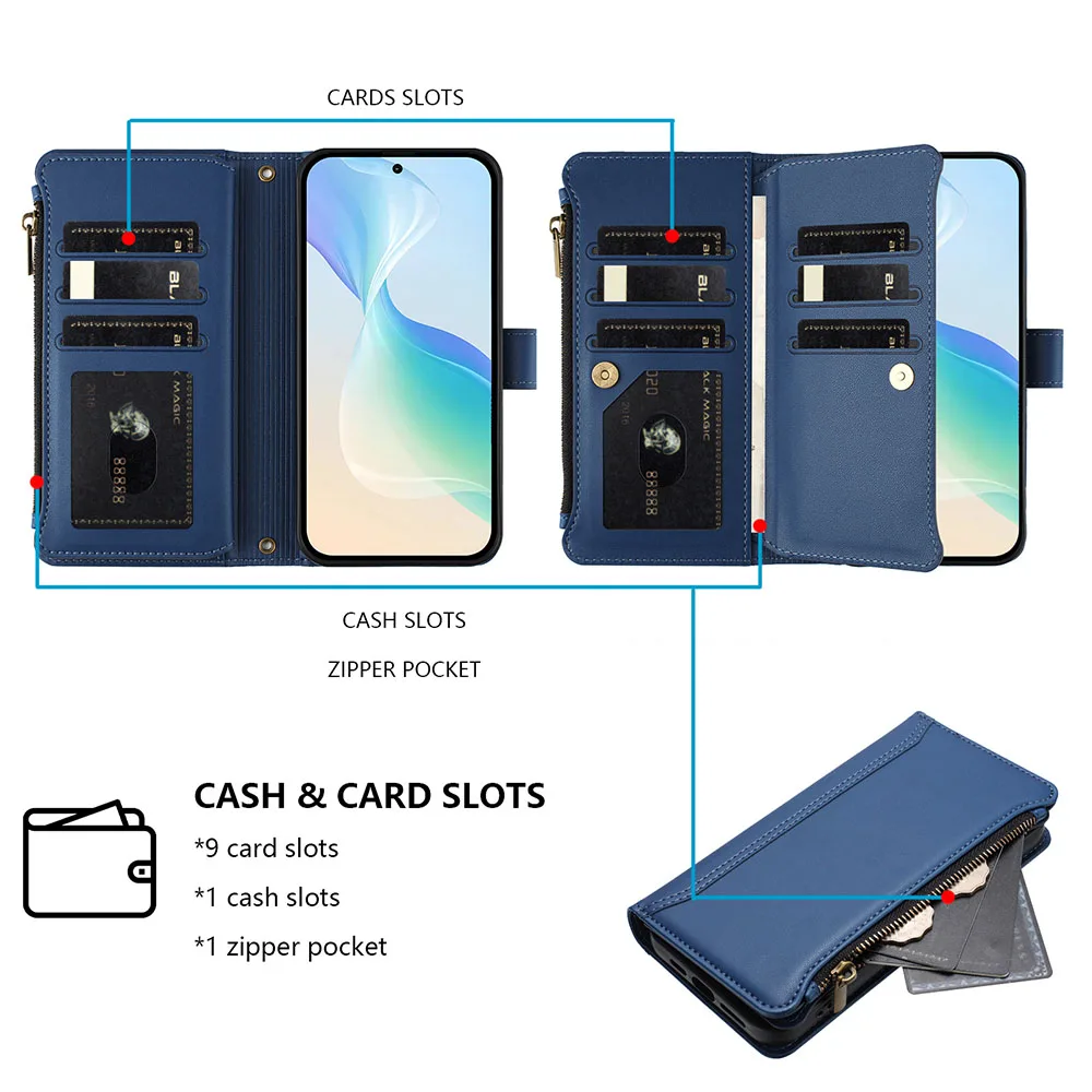 Фото Чехол на молнии Doka с несколькими слотами для карт для Huawei 400 Lite 300 Ultra 200 90 Smart Pura 70 Pro P50 P40 P30 P20 Чехол-книжка-книжка для телефона №4