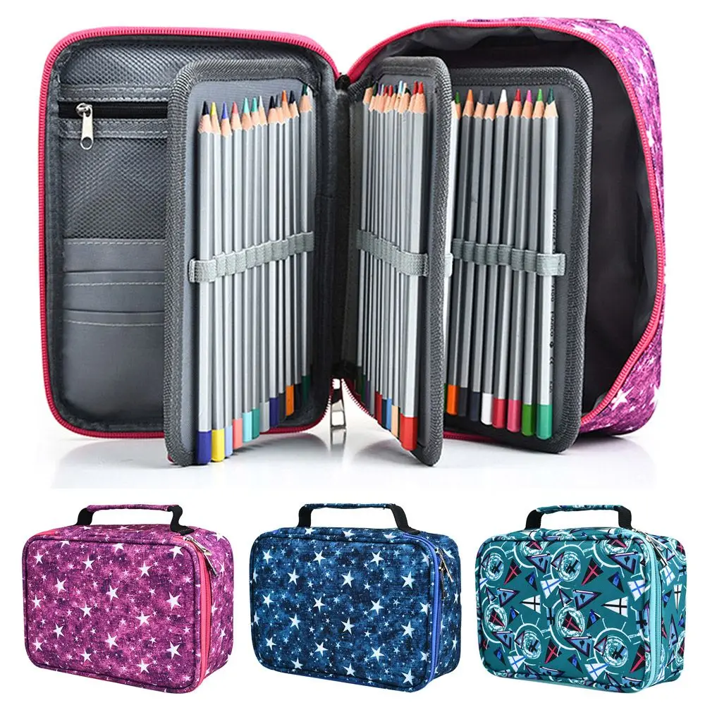 

Large Capacity Pencil Case Multilayer Pen Case Stars Oxford Cloth Zipper Stationery Case Cosmetic Bag School Supplies