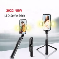 2022 new wireless bluetooth selfie stick tripod with fill light shutter remote control for ios android smart phone