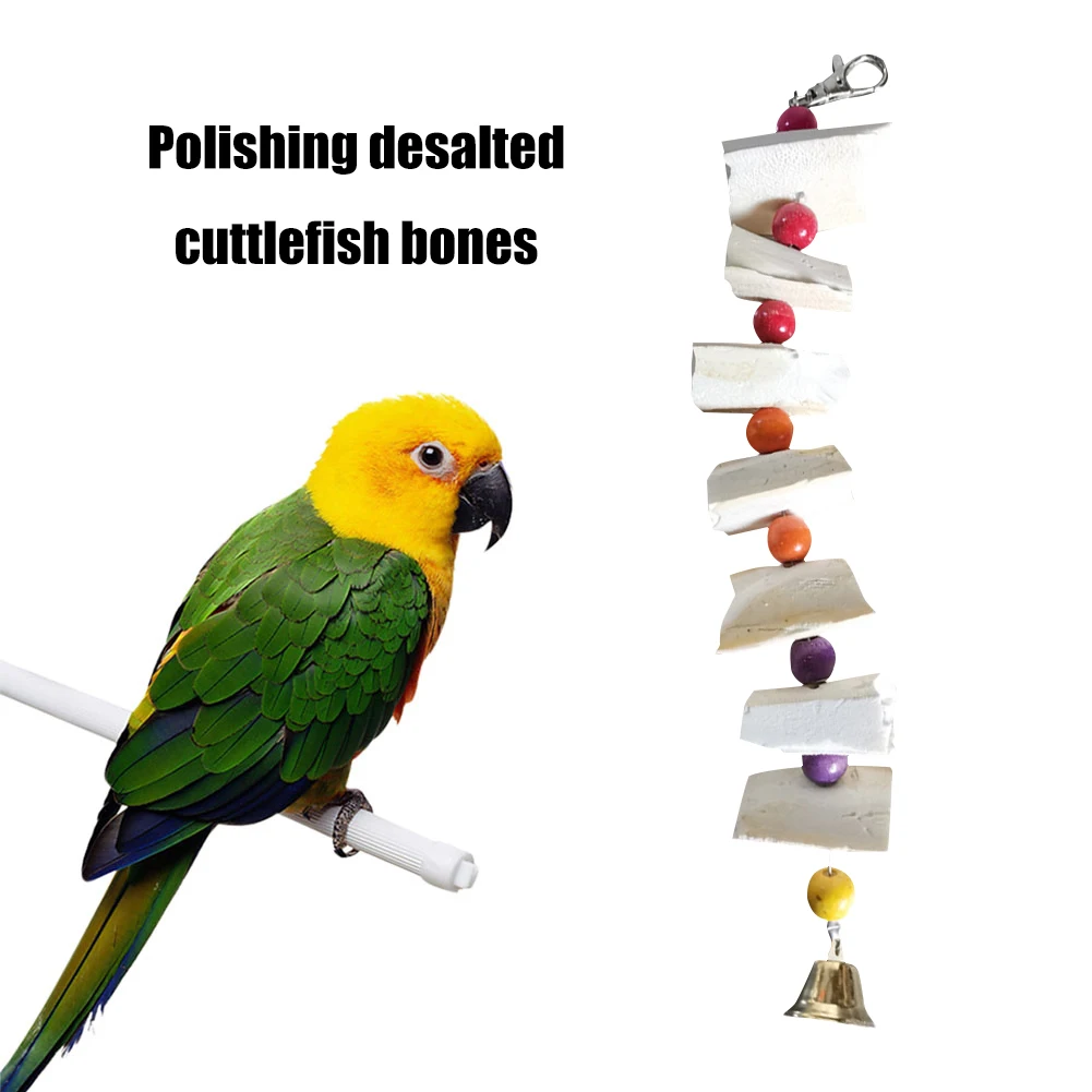 

Cuttlefish Bones Pet Parrot Perch Hamster Hanging Bell Calcium Supplements Molars Chewing Toys Bird Food Parakeet Cockatiel Cage
