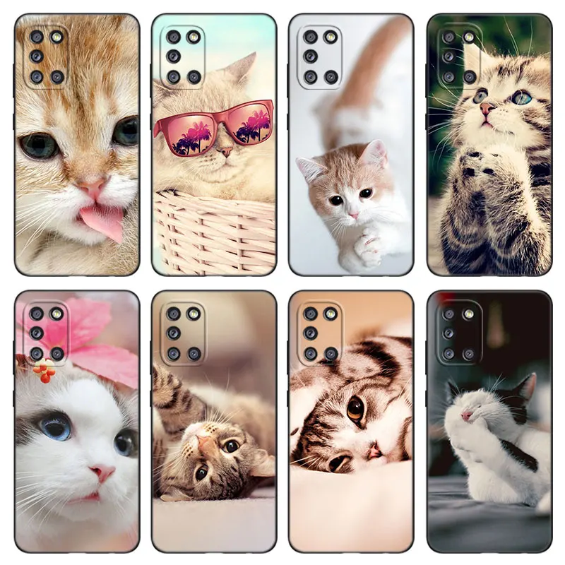 Cute Cat Animal Phone Case For Samsung Galaxy A01 A03 Core A02 A10 A20 S A11 A20E A30 A40 A41 A5 2017 A6 A8 Plus A7 2018 Cover