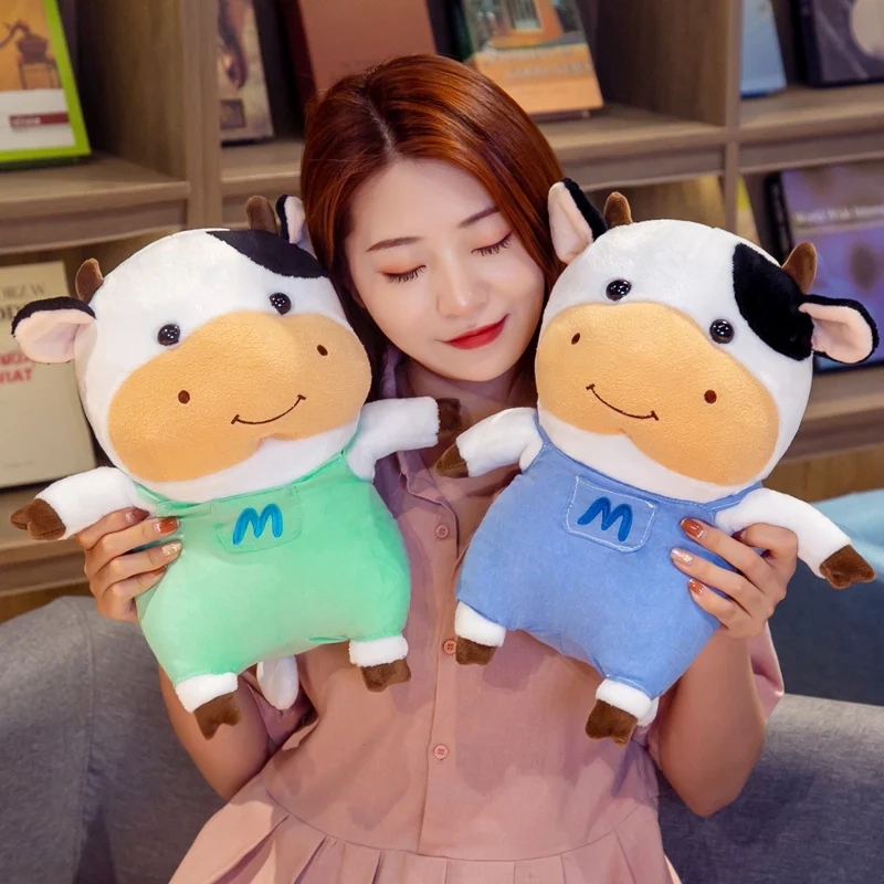 23/30/40CM Милые супер комбинезоны из денима с рисунком коровки - подарок на детский день рождения, праздничная комната, наполненные ПП хлопком.