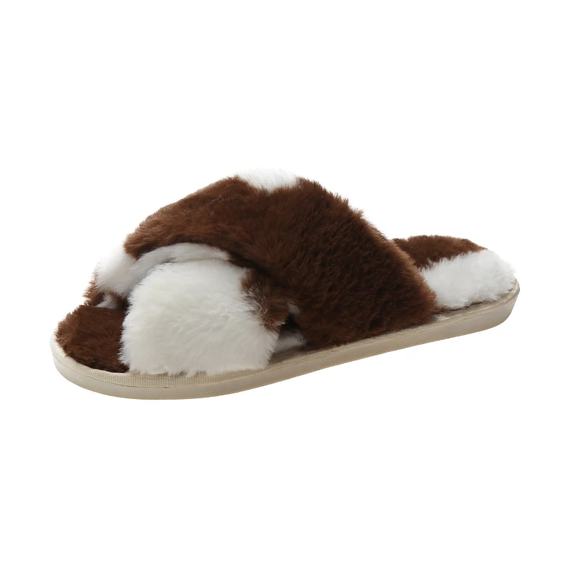 

Winter Fluffy Slippers Indoor House Plush Slippers Fashion Warm Flip Flops Women's Flat Shoes Home Slides Soft Fur Slipper