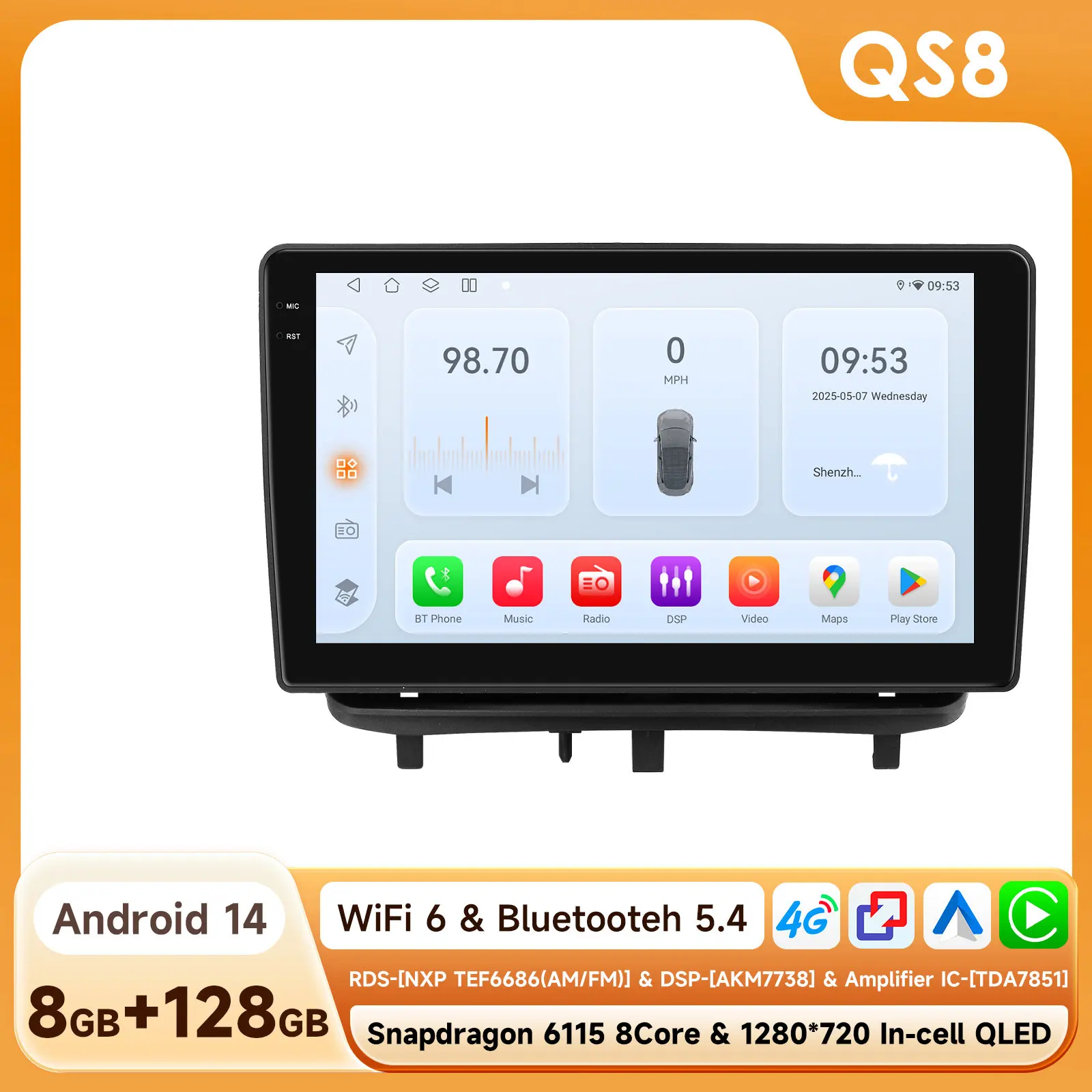 

2DIN Android 13 Автомобильный радиоприемник GPS Стерео для OPEL CORSA D 2007 2008 2009 2010 2011 2012 Мультимедийный плеер 4G 8 ядер Авторадио Carplay