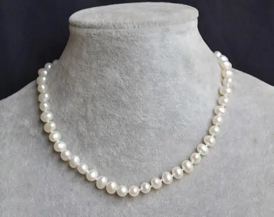 

Ожерелье из жемчуга АА уникального дизайна, ювелирные изделия из натурального жемчуга белого цвета 6-7 мм, на свадьбу, на день влюбленных, на ...