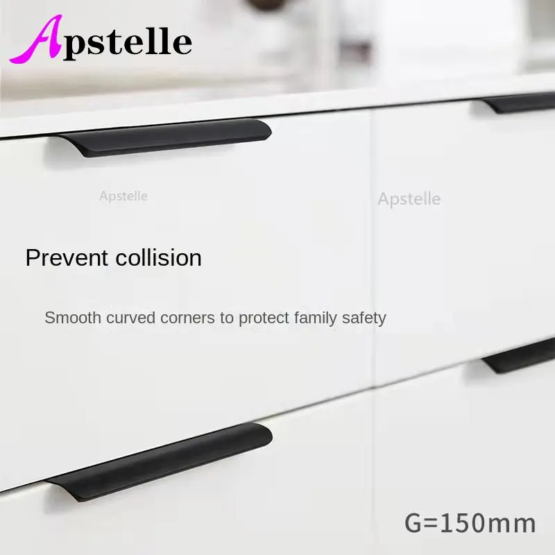 

Cabinet Pulls Drawer Knobs Black Hidden Handles Kitchen Cupboard Furniture Hardware