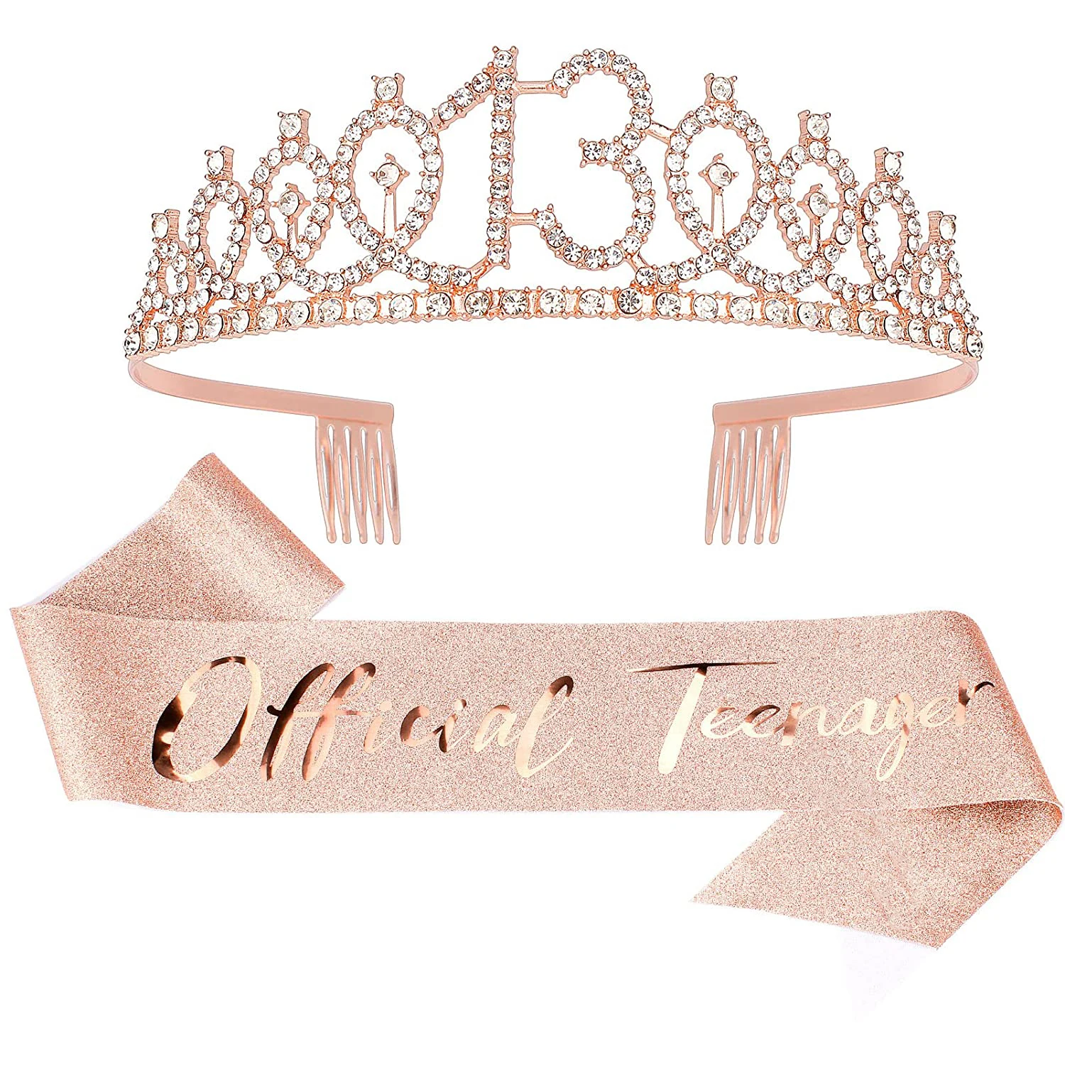 

Birthday Sash Tiara Crown Set for Women Girls Sweet 10th 13th 15th 16th 18th 21th 30th 40th Birthday Party Decoration Favor Gift