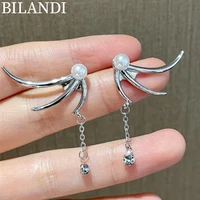 bilandi 925%c2%a0silver%c2%a0needle women jewelry simulated pearl earring 2022 new trend crystal drop earrings for girl lady gifts