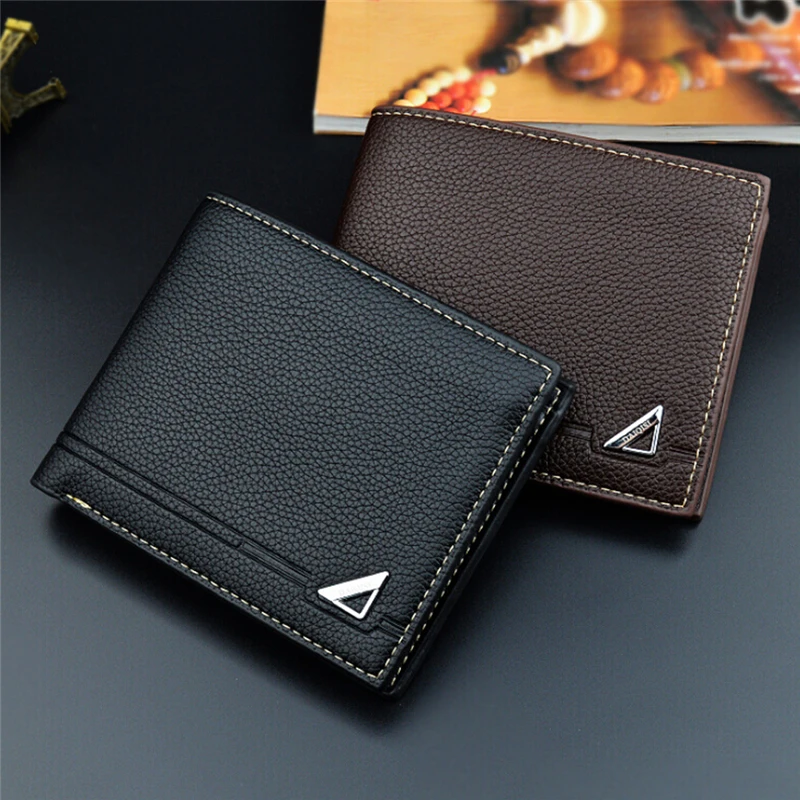 

Men Wallets Short PU Leather High Quality Wallet Three Fold Simple Fashion Boyfriend Wallet Gifts