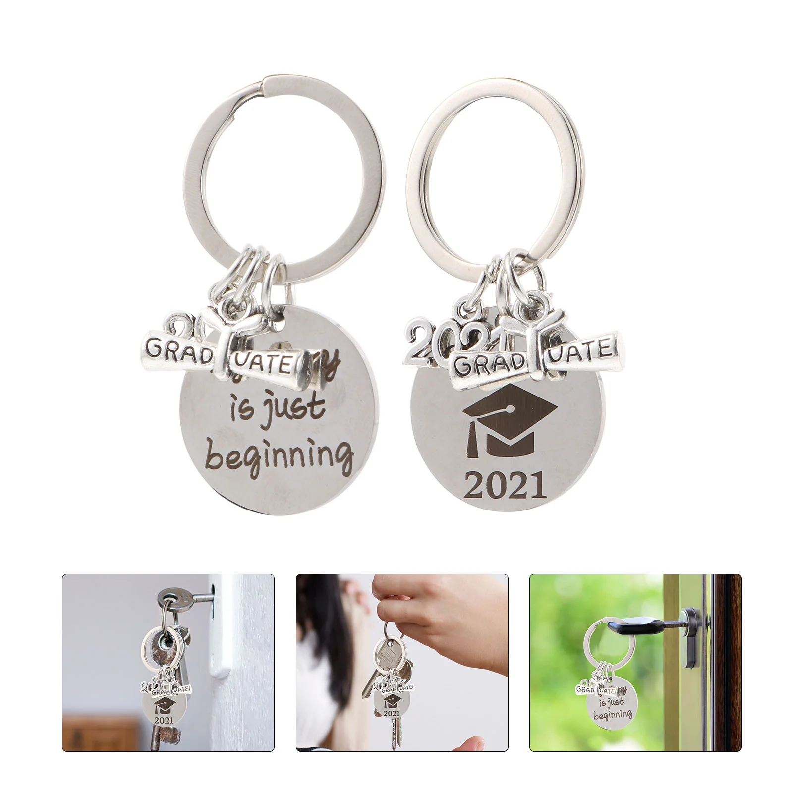 

Keychain Gift Graduation 2021 College Classcongrats Inspirational Graduates Engraved Alphabet Letter Key Ring Classmate