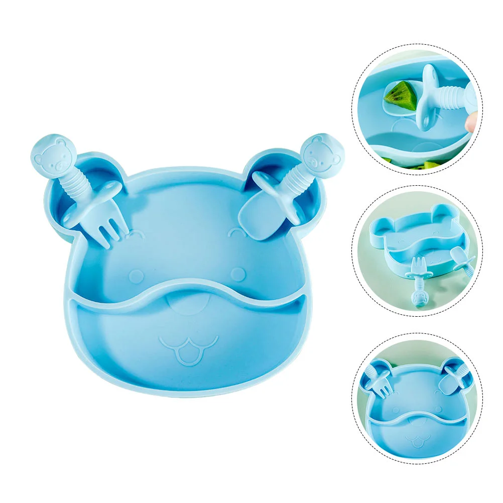 

1 Set Tableware Silicone Cartoon Portable Fruit Dinnerware Plate for Babies Kids Toddlers